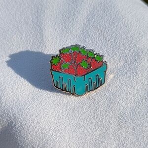 Strawberry Basket Enamel Pin Brooch